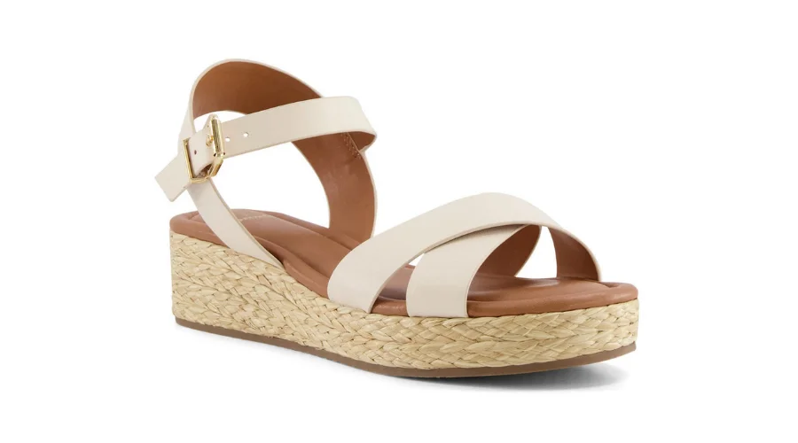 Leather Ankle Strap Wedge Sandals