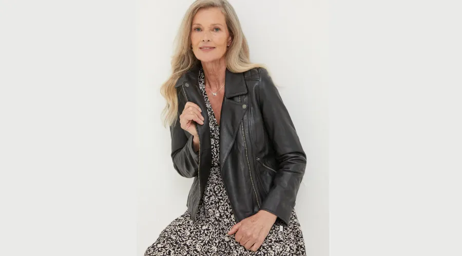 Leather Collared Biker Jacket