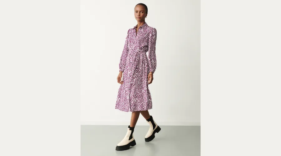 Printed Button Through Midi Shirt Dress