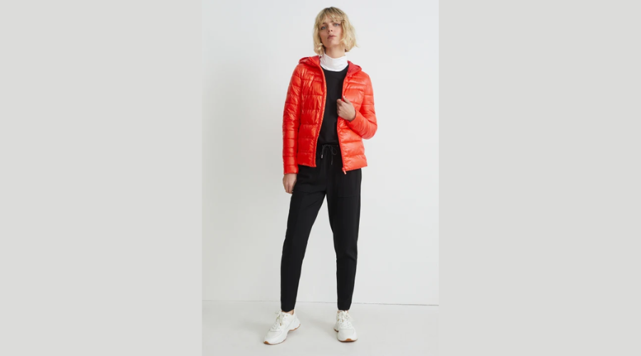 Red Quilted jacket with hood