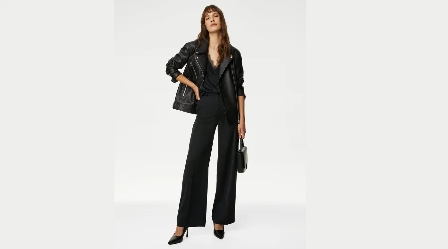 Satin Cargo Wide Leg Trousers