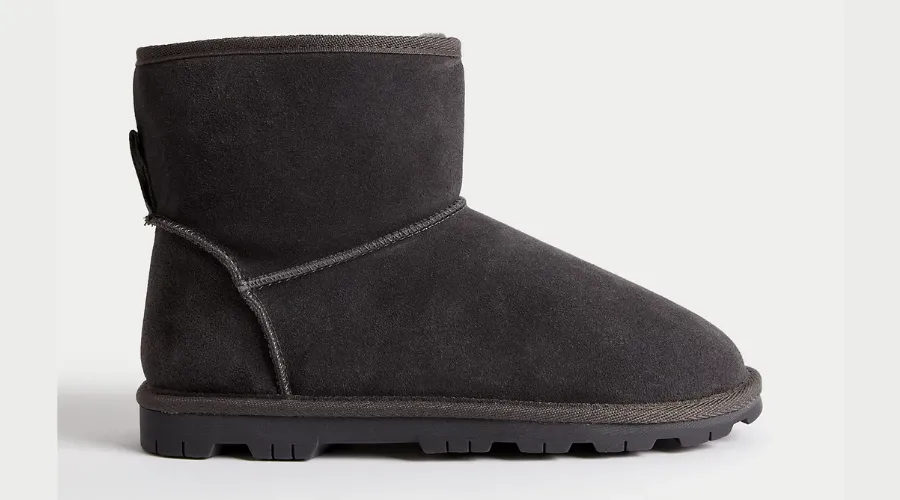 Suede Faux Fur Lined Slipper Boots