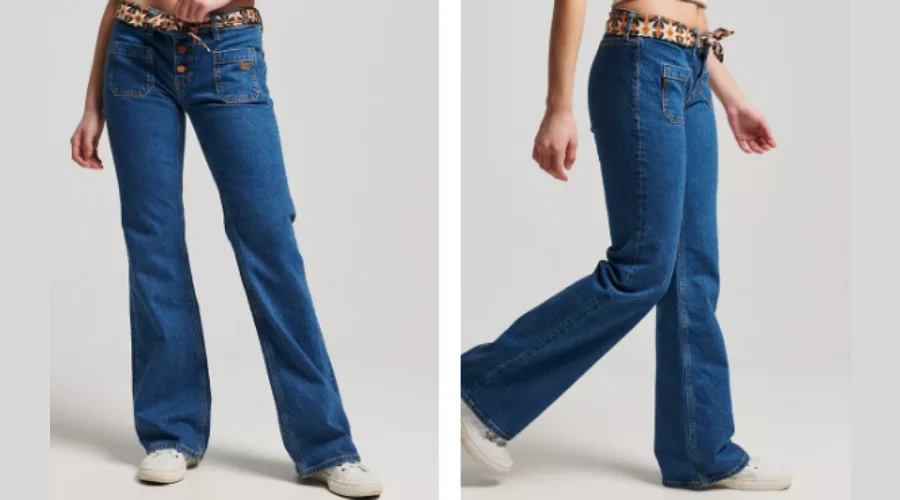 Superdry Button Front Flared Jeans