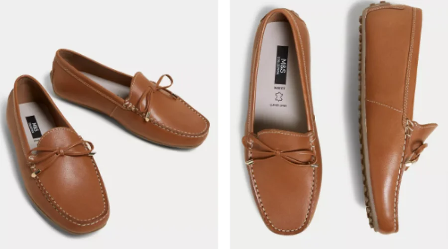 Wide Fit Leather Bow Boat Shoes