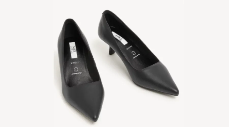 Wide Fit Leather Kitten Heel Court Shoes