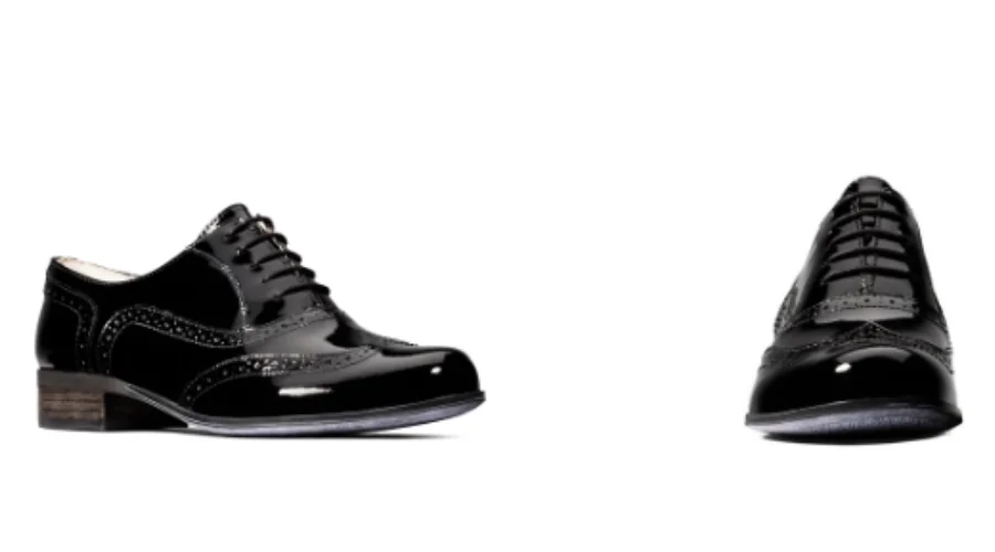 Wide Fit Leather Patent Brogues