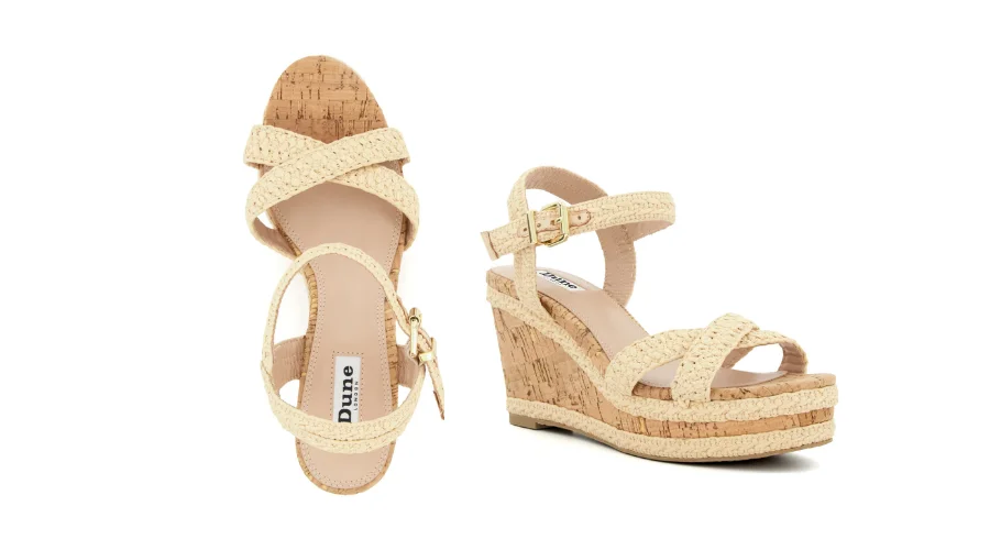 Woven Crossover Ankle Strap Wedge Sandals