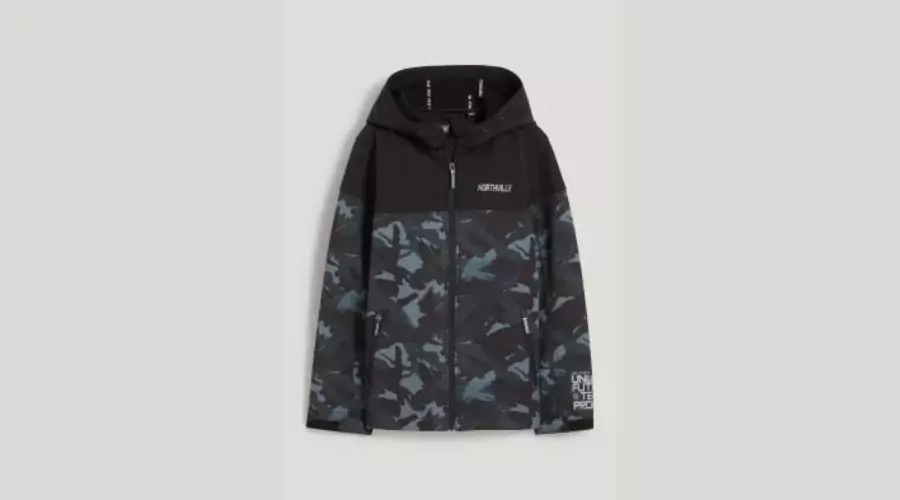 Softshell jacket with hood-patterned