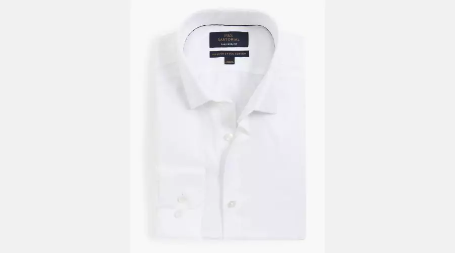 Tailored Fit Pure Cotton Herringbone Shirt