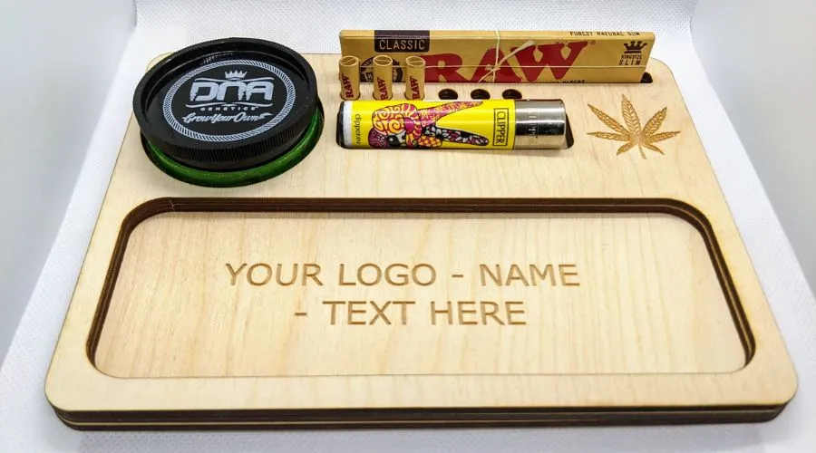 Large Wooden Herbs Rolling Tray - Your name or logo - Personalized - Cannabis - Laser Engraved - Perfect GIFT