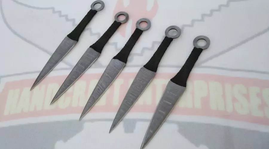 5 Pieces Throwing Knives Hand-Forged Damascus Outdoor Camping Knives 