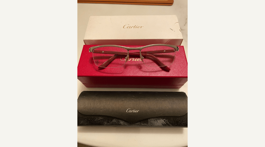 Cartier Red Platinum T8100811 Half Rim Eyeglasses Frame