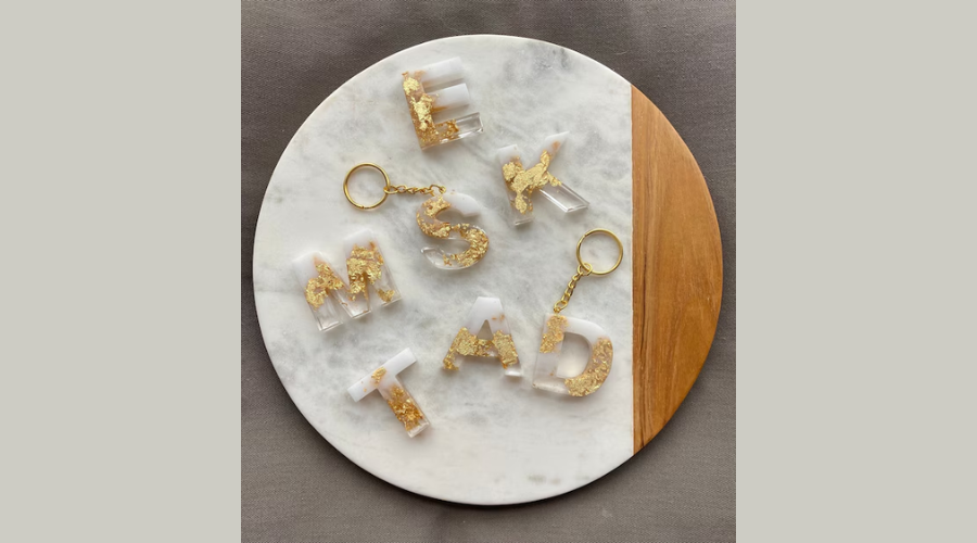 Custom Letter Initial Resin Keychain