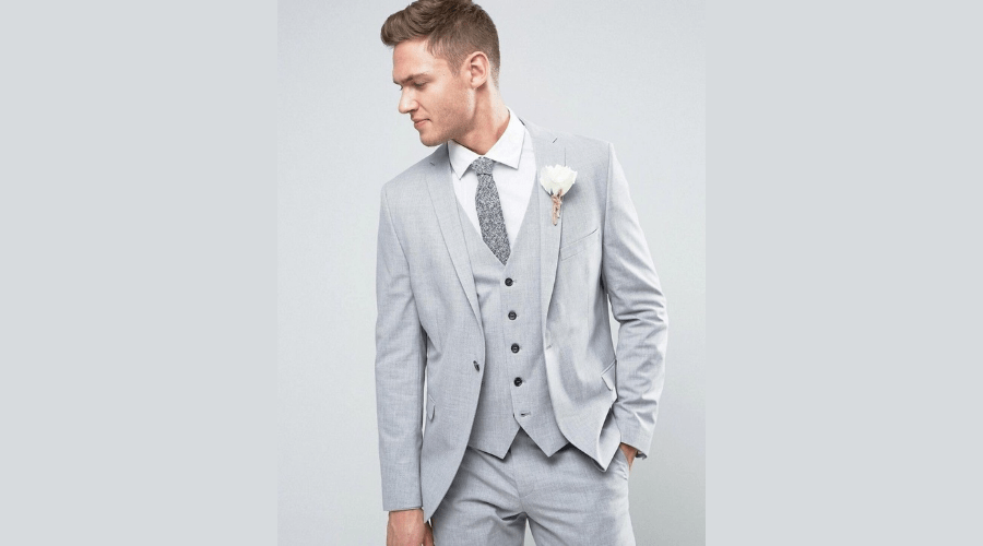 Menista Suit Premium Three Piece Light Grey Mens Suit