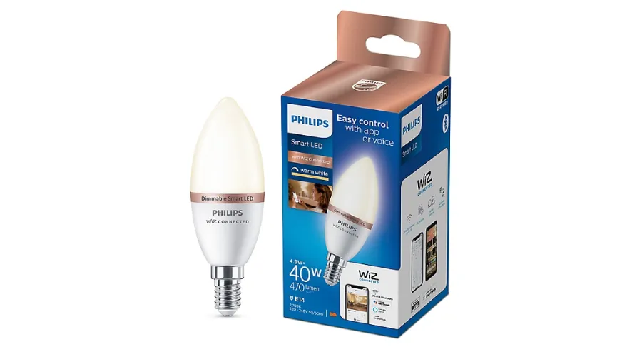 Philips WiZ SES 40W Warm white candle smart light bulb
