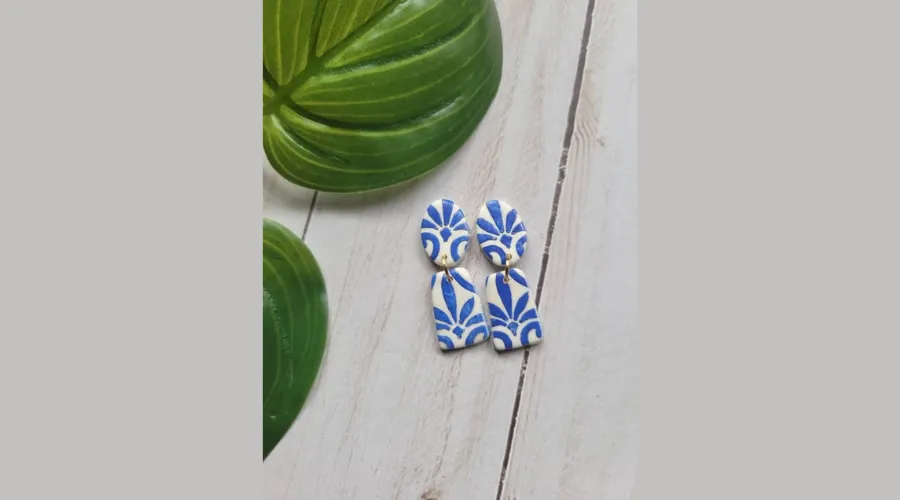 Santorini-inspired polymer clay earrings