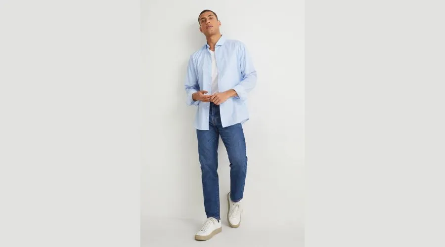Tapered jeans - Lycra - Denim-Dark Blue