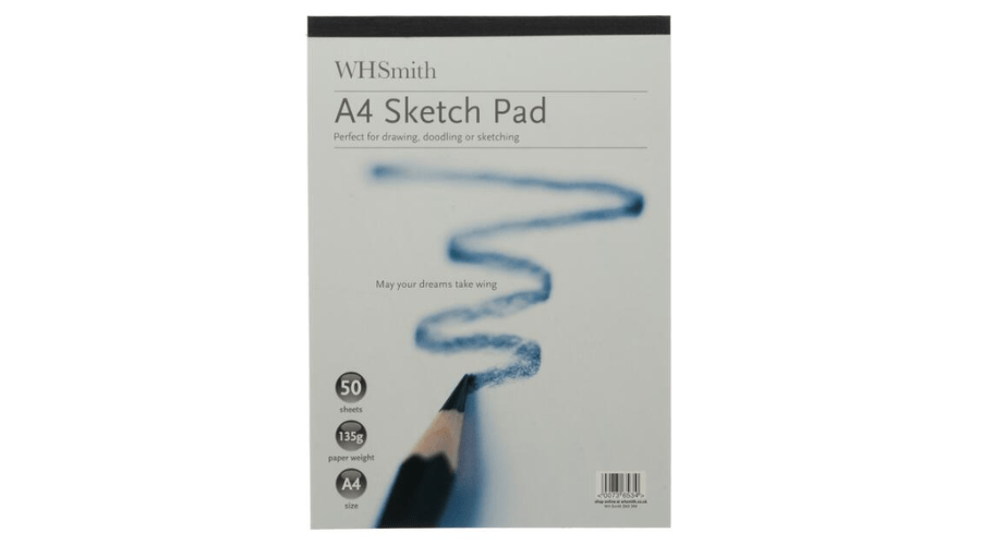 WHSmith A4 White Sketch Pad 50 Sheets