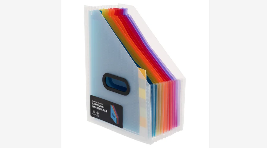 WHSmith Rainbow Coloured Plastic Expanding A4 Magazine File