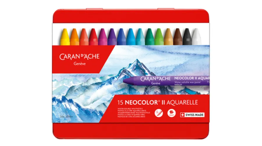 Wax Crayon Caran D'Ache Neocolor-II 15 Pieces Assorted