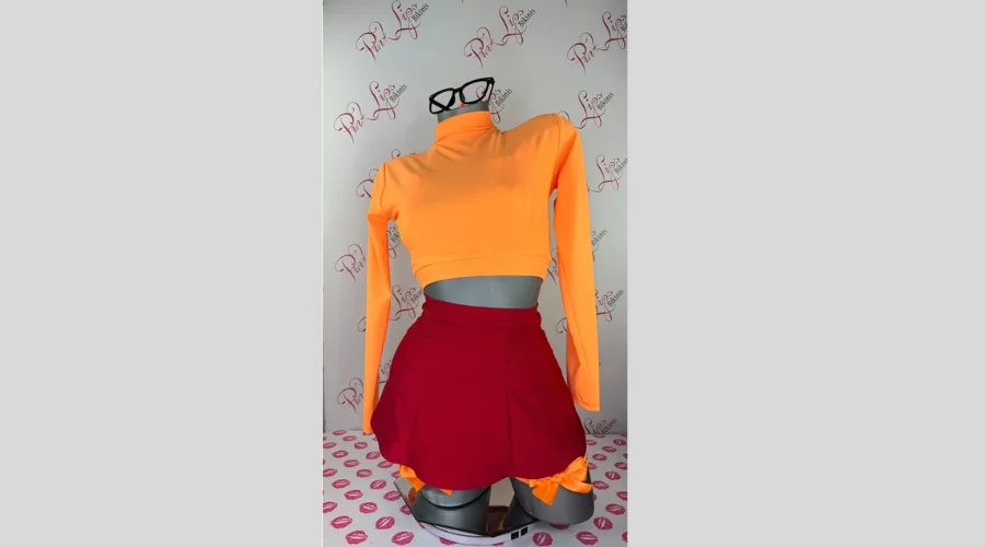 Women’s Ms Velma Inspired Cosplay Costume Orange Red