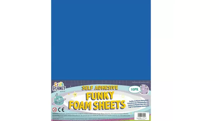 Docrafts Craft Planet 9x12 Inch Self Adhesive Funky Foam Sheets Assorted Colours (Pack of 10)
