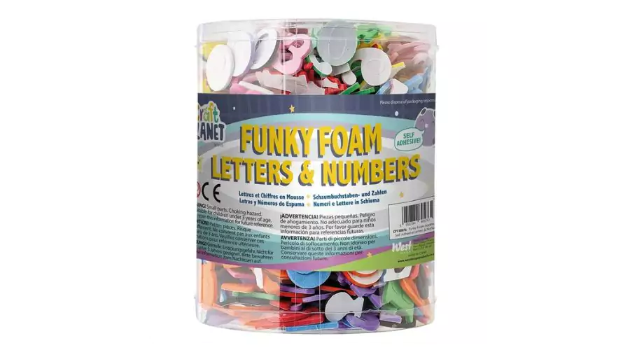 Docrafts Craft Planet Self Adhesive Funky Foam Letters and Numbers Assorted Colours 160g