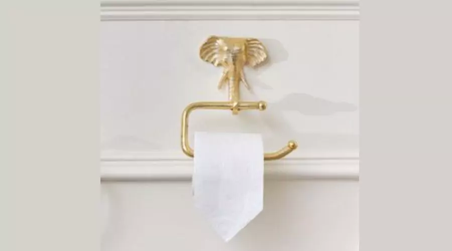 Melody Maison Metallic Gold Elephant Toilet Roll Holder 18cm x 19cm