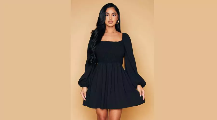Petite Black Detail Smock Dress