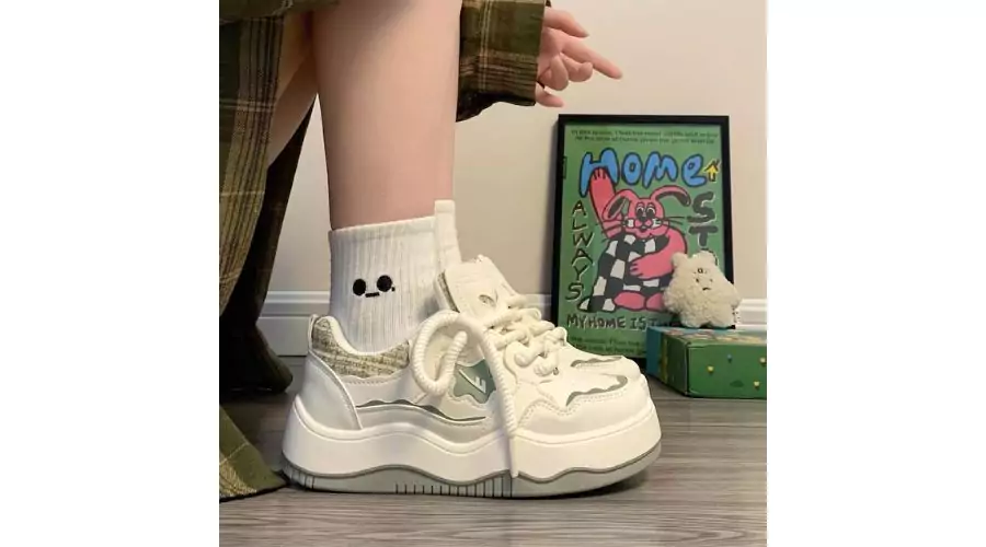 Cute White Round Head Sneakers for Women