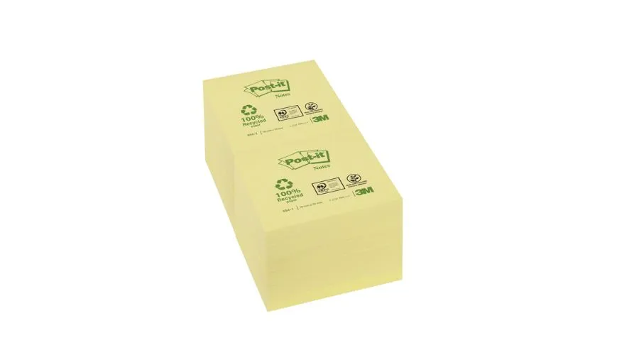 Memo pad 3M Post-It 654 76X76MM Recycled Yellow