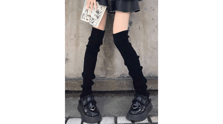 1pair Women's 70cm Striped Thigh High Stockings With Pile Knit 