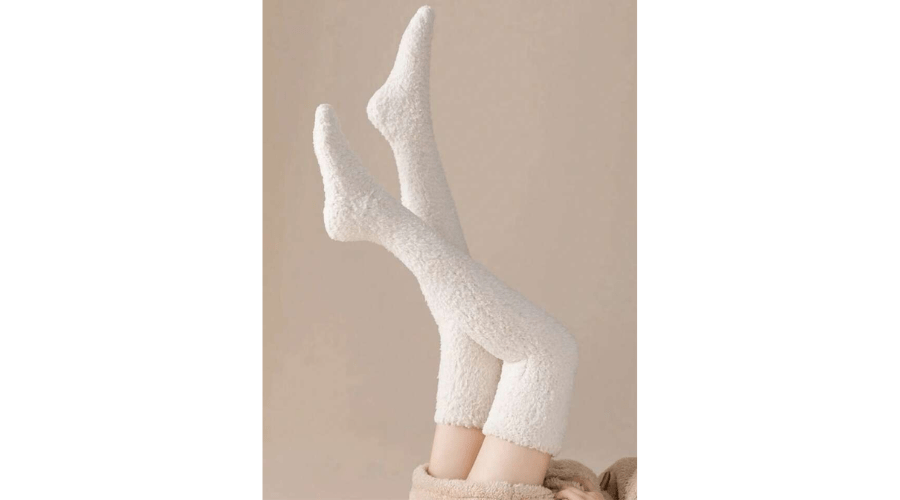 1pair Women's Winter Coral Fleece Over Knee Socks Japanese Style 