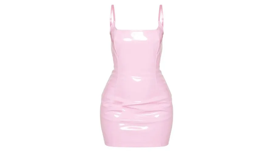 Baby Pink PU Bodycon Dress 