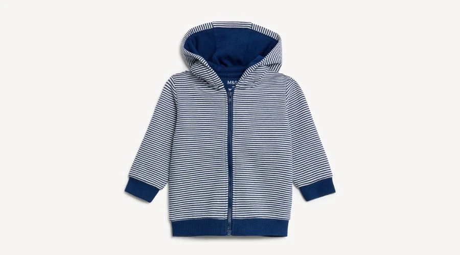 Cotton Striped Zip Hoodie for kids 0-3 years.