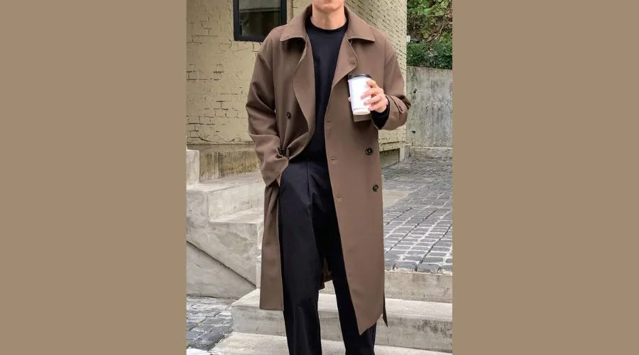 DAZY Men Double Breasted Belted Trench Coat