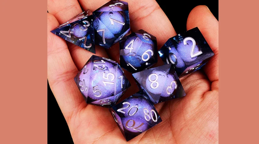 Dnd dice set liquid core for role-playing games 