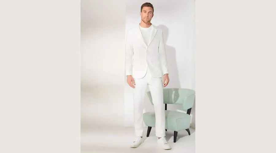 Manfinity Mode Casual White Loose Blazer With Button Design For Men