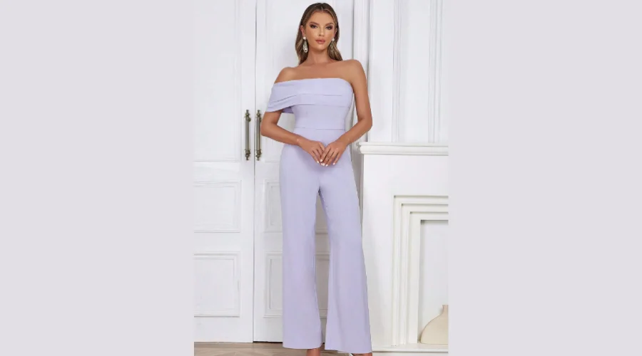 One Shoulder Flare Leg Jumpsuit