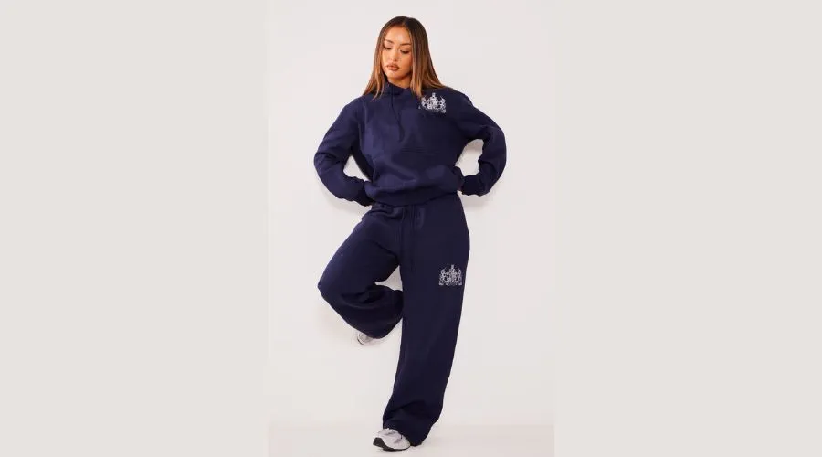 Petite Navy Logo Detail Oversized Hoodie and Joggers