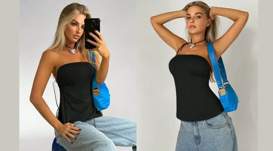 SHEIN EZwear Solid Backless Tube Top