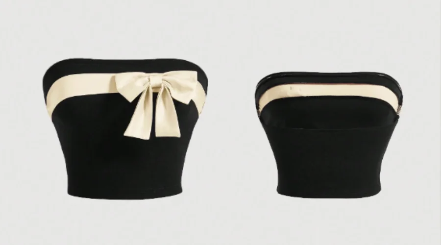 SHEIN MOD Contrast Trim Bow Front Tube Top