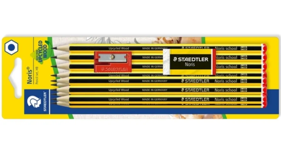 STAEDTLER Noris Set of 10 HB Pencils, 1 Sharpener and 1 Eraser