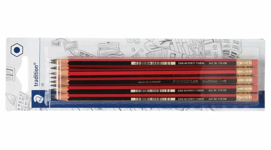 STAEDTLER Tradition Eraser Tipped HB Pencils (Pack of 10)