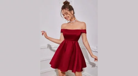 Satin off shoulder cocktail dress for women