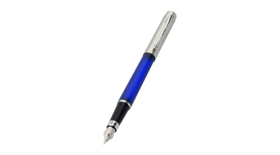 WHSmith Fountain Pen with Chrome Trim, Medium Nib, Blue Ink