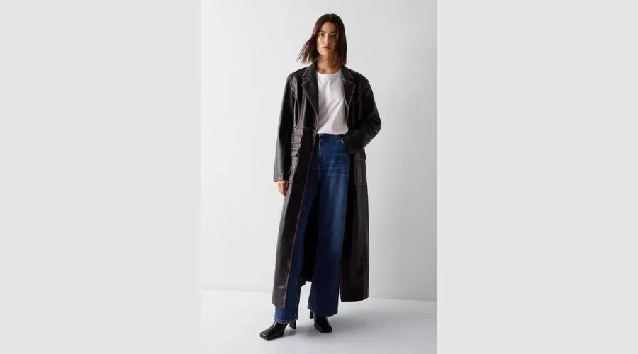 Warehouse Premium Distressed Faux Leather Duster