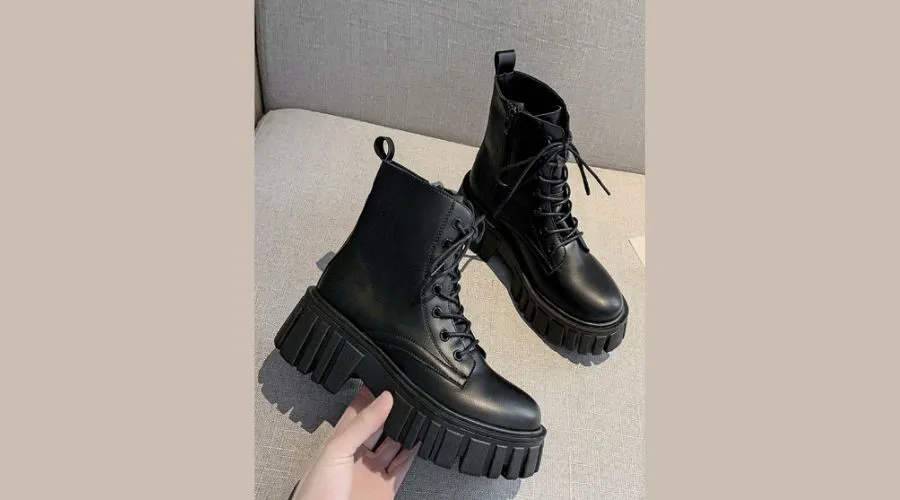Women Artificial Microfiber Leather Combat Boots