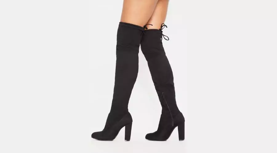 Bess Black Thigh High Boots