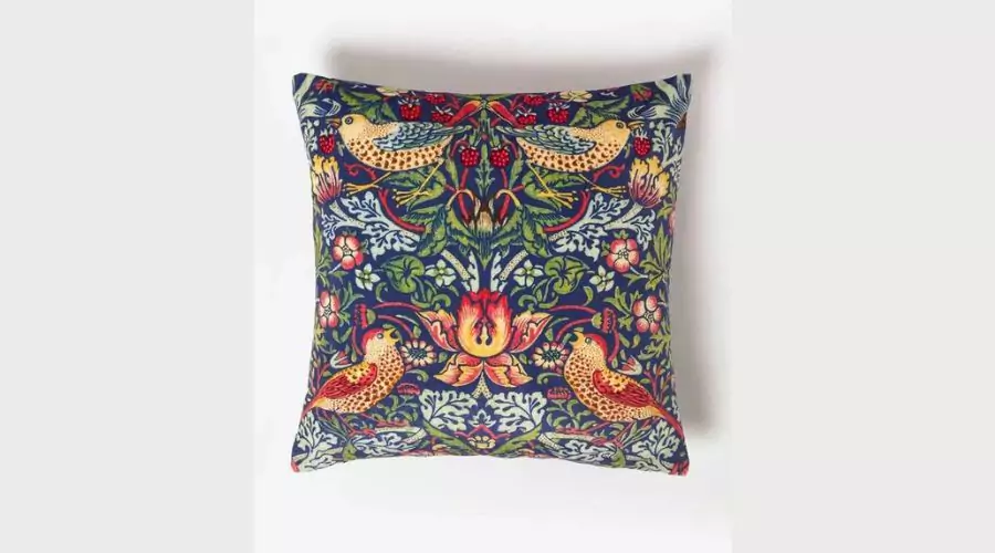 Homescapes William Morris Strawberry Thief Velvet Cushion